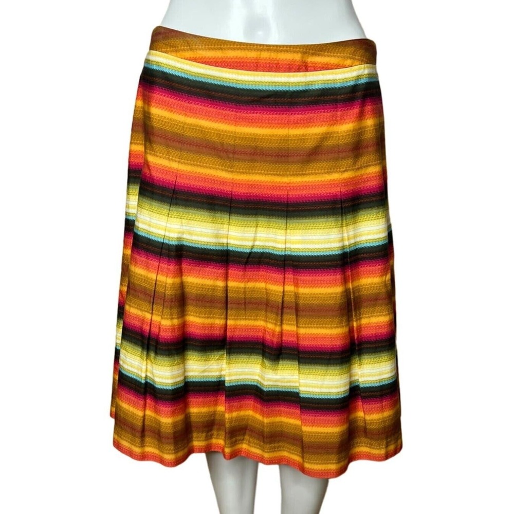 Talbots‎ Skirt Womens 8 Multicolored Stripe Petite A Line Pleated Southwestern